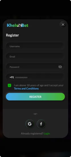 Khelo24Bet Secure Login Screen